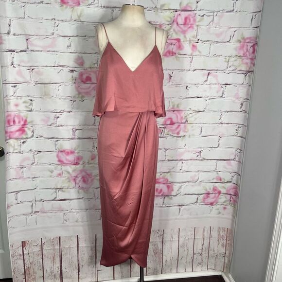Shona Joy nwot LUXE COCKTAIL FRILL DRESS - ROSE - Picture 5 of 13